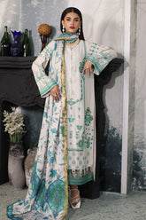 3-PC Unstitched Embroidered Dhank Front with Printed Wool Shawl and Trouser PS3-14